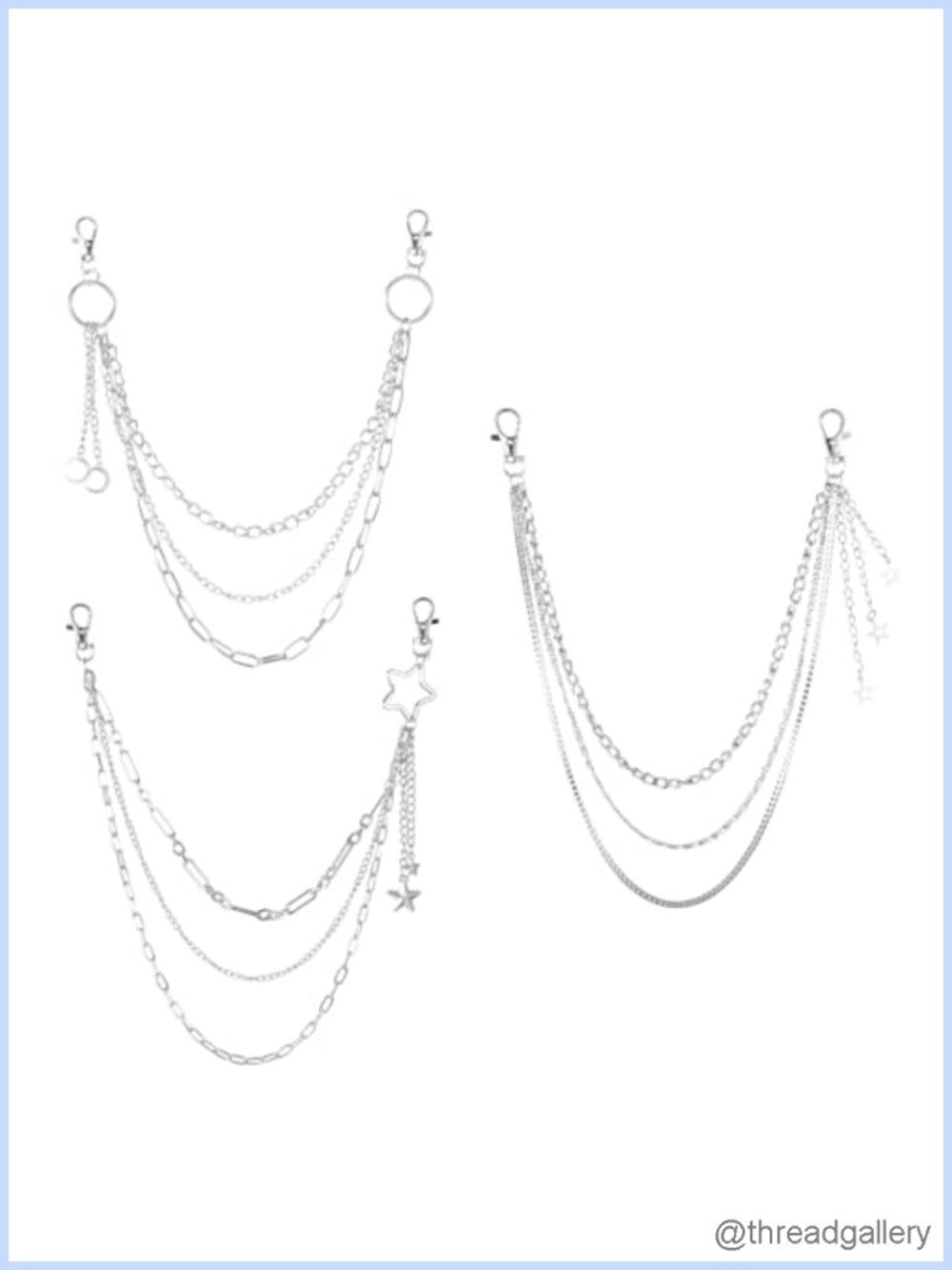 3 Pc Punk Pants Chain Jean Belt Pocket Chain Layered Wallet Chain Hip Hop